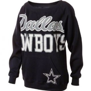 Dallas Cowboys Womens Navy Open Neck Joy Crew Sweatshirt