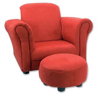 Trend Lab Red Ultra Suede Childrens Club Chair and Ottoman