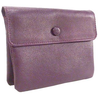Bond Street Leather 3 pouch Purple Zippered Jewelry Travel Case