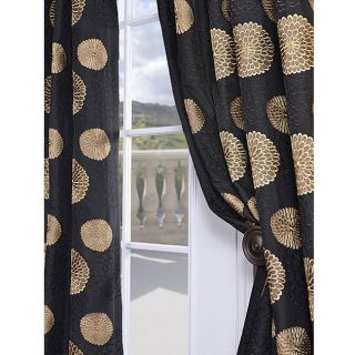 Black Embroidered Faux Silk 96 inch Curtain Panel