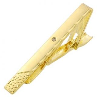 Allegra K Glitter Rhinestone Decor Gold Tone Necktie Clip