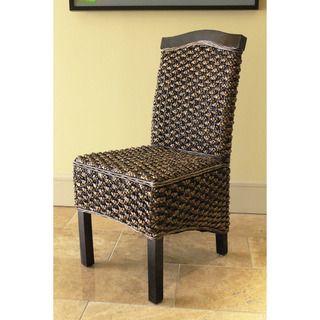 Woven Hyacinth Maestro High Back Mahogany Frame Dining Chairs (Set