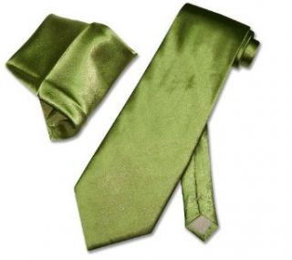 Solid GREEN NeckTie Handkerchief Matching Set Neck Tie