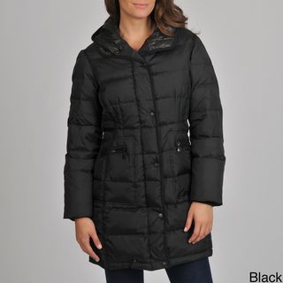 London Fog Womens Quilted Down Coat with Removable Hood