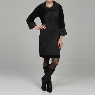 Madison Leigh Womens Black/ Grey Full Fashion Sweater Dress