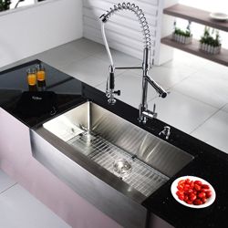 Kraus 36 inch Farmhouse Apron Single bowl Stainless Steel Kitchen Sink