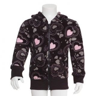 Little Girls Size 4 Black Pink Heart Fleece Hooded Zipper