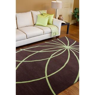 Hand tufted Contemporary Brown/Green Mayflower Wool Abstract Rug (5 x