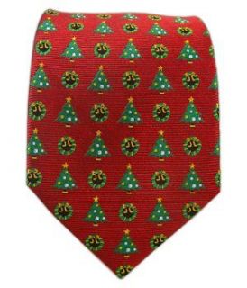 100% Silk Woven Red Simply Christmas Patterned Tie