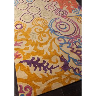 Hand knotted Oriental Marigold Wool Rug (8 x 10)