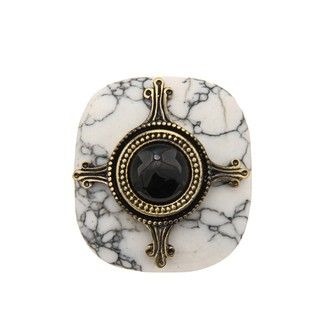 Cam & Zooey Goldtone Howlite and Onyx Ring