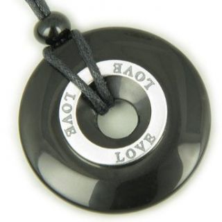 Boyfriend Girlfriend Love Black Onyx Pendant Necklace