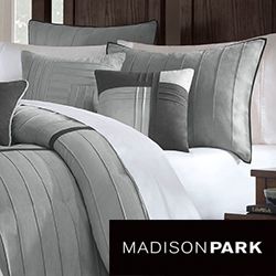 Madison Park Meyers Grey 7 piece Solid Casual Pattern Comforter Set