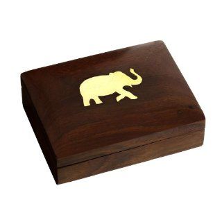 Playing Card Deck Case Holder Wood Box India Decor Sports