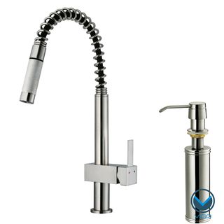 Vigo Stainless Steel Pullout Spray Kitchen Faucet with Soap Dispenser