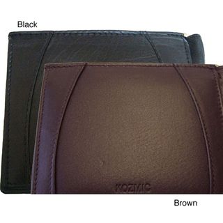 Black Genuine leather Nine credit card slot Money Clip Wallet