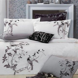 Nightingale Embroidered King size 3 piece Duvet Cover Set