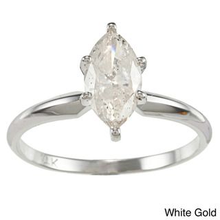 14k Gold 1ct TDW Marquise Diamond Solitaire Engagement Ring