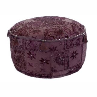Handmade Casual Living Indian Round Purple Pouf