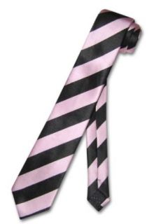 Skinny Narrow Neck Tie Pink Black Diagonal Stripes NeckTie