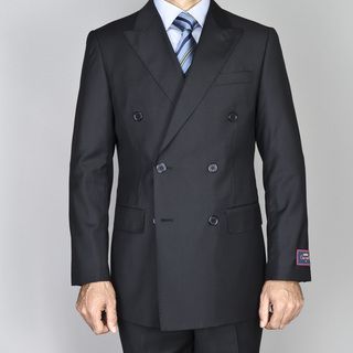 Carlo Lusso Mens Black Double Breasted Suit