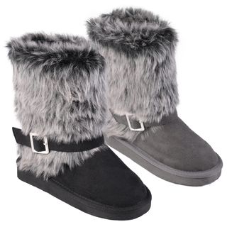 Journee Collection Kids Huffy Buckle Accent Faux Fur Boots