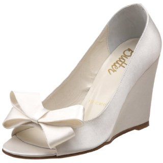 by Butter Womens Clara B Peep Toe Wedge,white satin,5 M US Shoes