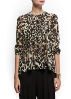 Mango Womens Animal print sheer blouse   Tiger, Camel