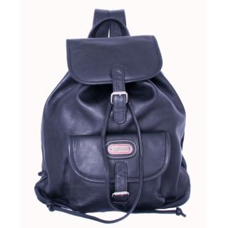 Leatherbay Black Leather Single pocket Backpack Today $164.21