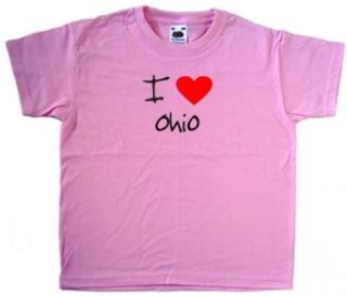 I Love Heart Ohio Pink Kids T Shirt Clothing