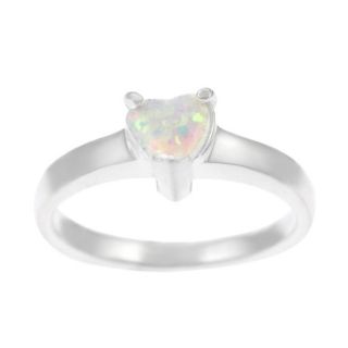 Tressa Sterling Silver Heart cut White Opal Ring
