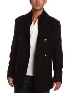 Kenneth Cole Reaction Mens Melton Peacoat With Bib