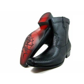 Ferro Aldo Mens Black Calf High Dress Casual Boots Gator Texture Upper