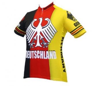 World Jerseys Mens Deutschland Cycling Jersey, Red/Yellow
