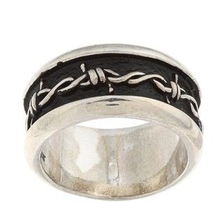 Silvermoon Sterling Silver Barbed Wire Design Band