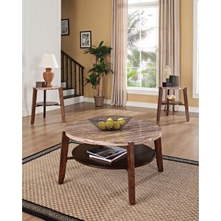 Acme Dark Oak Faux Marble Coffee/ End Tables 3 piece Set Today $230