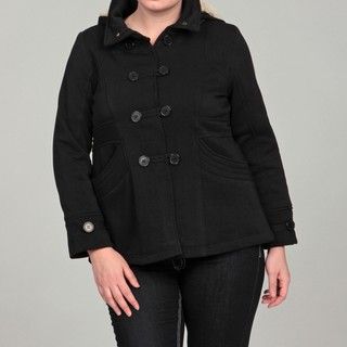 Dollhouse Womens Plus Size Black Faux Fur Jacket