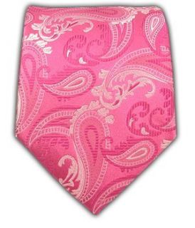 100% Silk Woven Fuschia Walking Paisley Tie Clothing