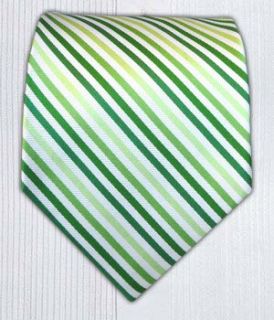 100% Silk Woven Green Striped Tie Clothing