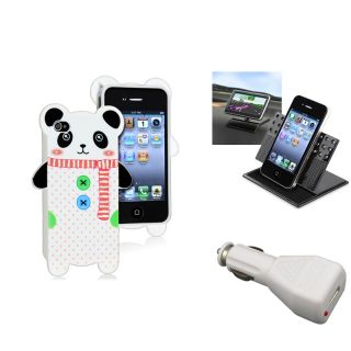 Panda TPU Case/ Swivel Holder/ Car Charger for Apple iPhone 4/ 4S