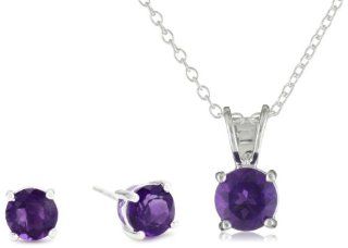 Sterling Silver 6mm Round Amethyst Stud Earring and
