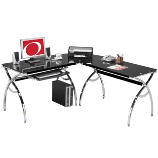 Smoked Tempered Glass L Shaped Computer Desk Today $299.00