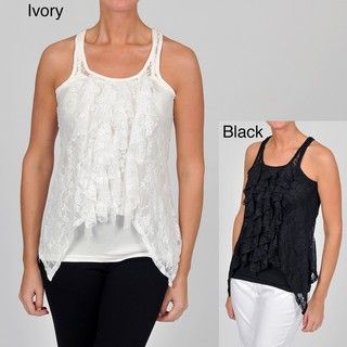 Simply Irresistible Womens Sleeveless Lace Twofer Top