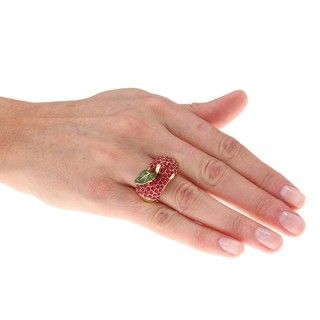 Disney Yellow Goldplated Red Glass Apple Ring