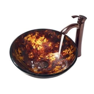 Vigo Tortoise Glass Vessel Sink and Bronze Faucet