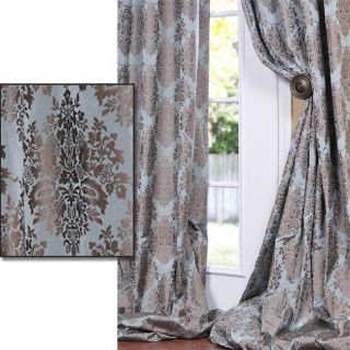 Cocoa Brown Patterned Faux Silk 120 inch Curtain Panel