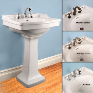 Fontaine White Porcelain Square Pedestal Sink with Monte Carlo Faucet