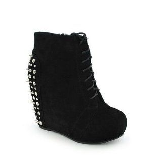 High Platform Wedge Heel Lace up High Top Ankle Boot Bootie