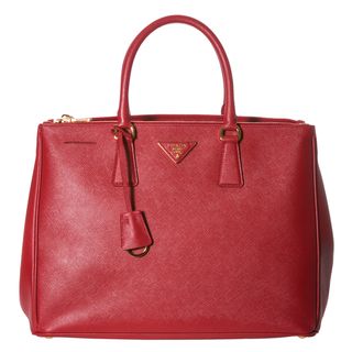 Prada Womens Lux Red Saffiano Leather Tote Handbag