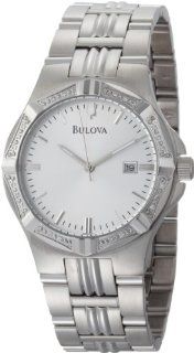 Bulova Mens 96E107 Diamond Case Silver Dial Bracelet Watch Watches